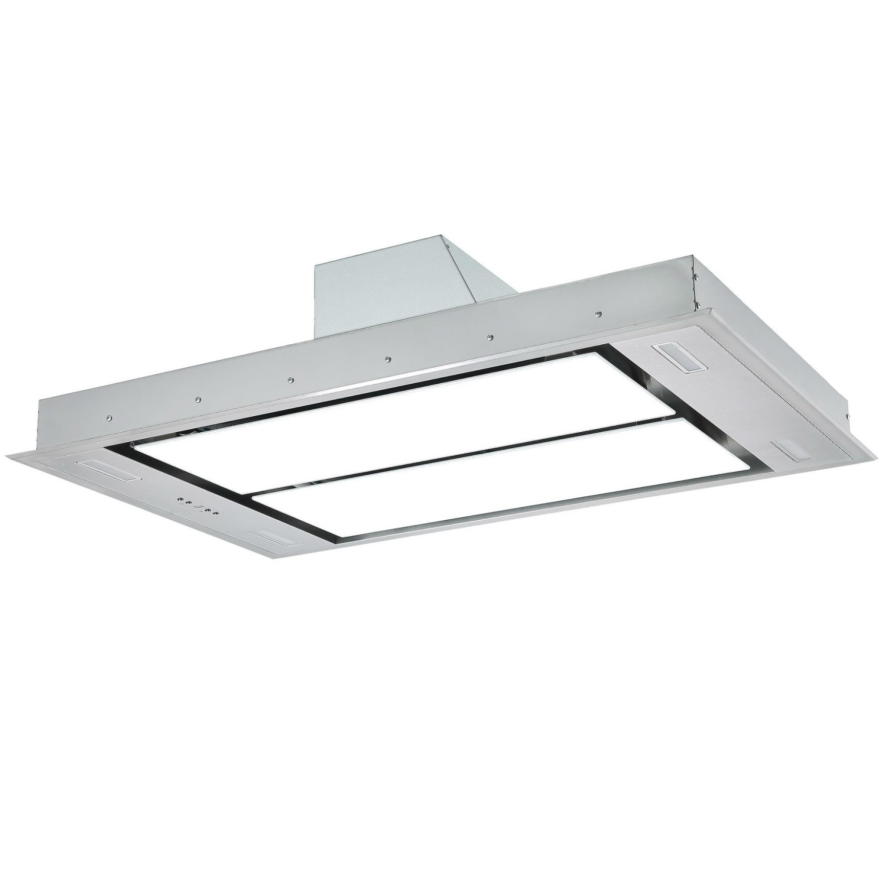 Cookology 110cm Ceiling Extractor Hood - White Glass Panel & Stainless ...
