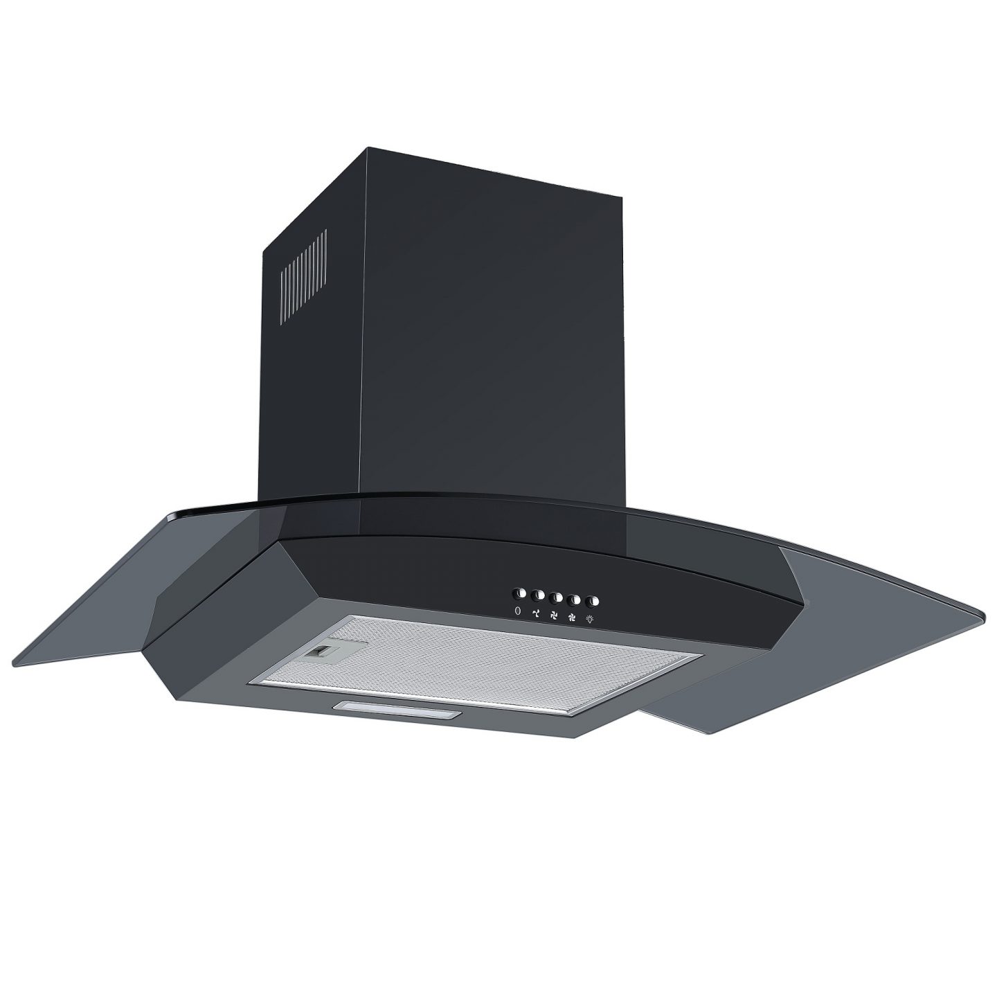 Cookology 70cm Curved Glass Chimney Cooker Hood - Black | Cookology