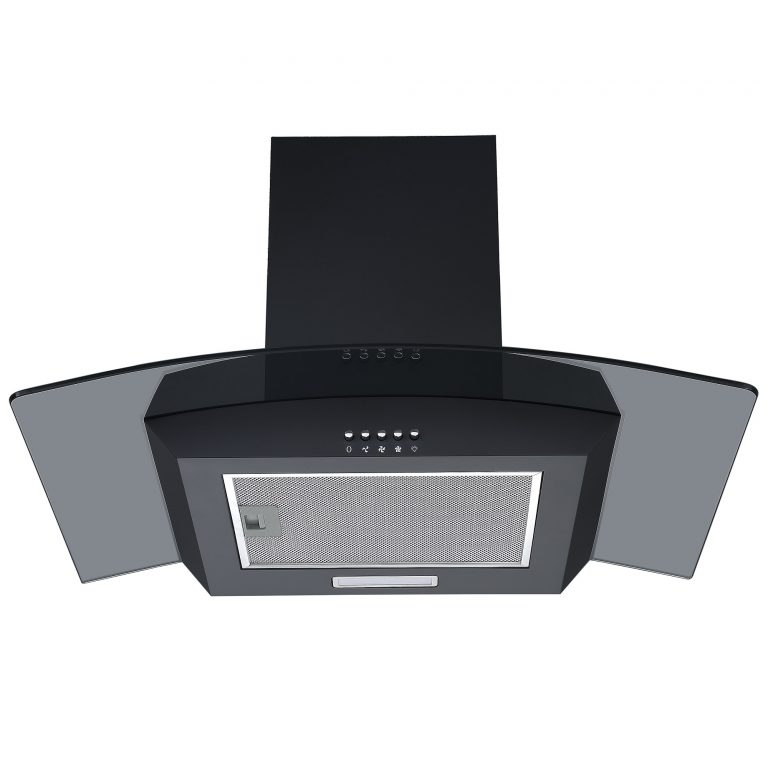 Cookology 70cm Curved Glass Chimney Cooker Hood - Black | Cookology