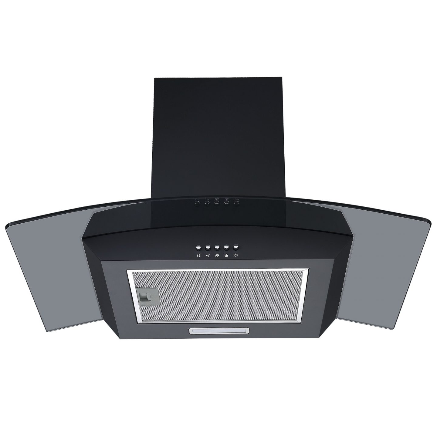 Cookology 70cm Curved Glass Chimney Cooker Hood - Black | Cookology