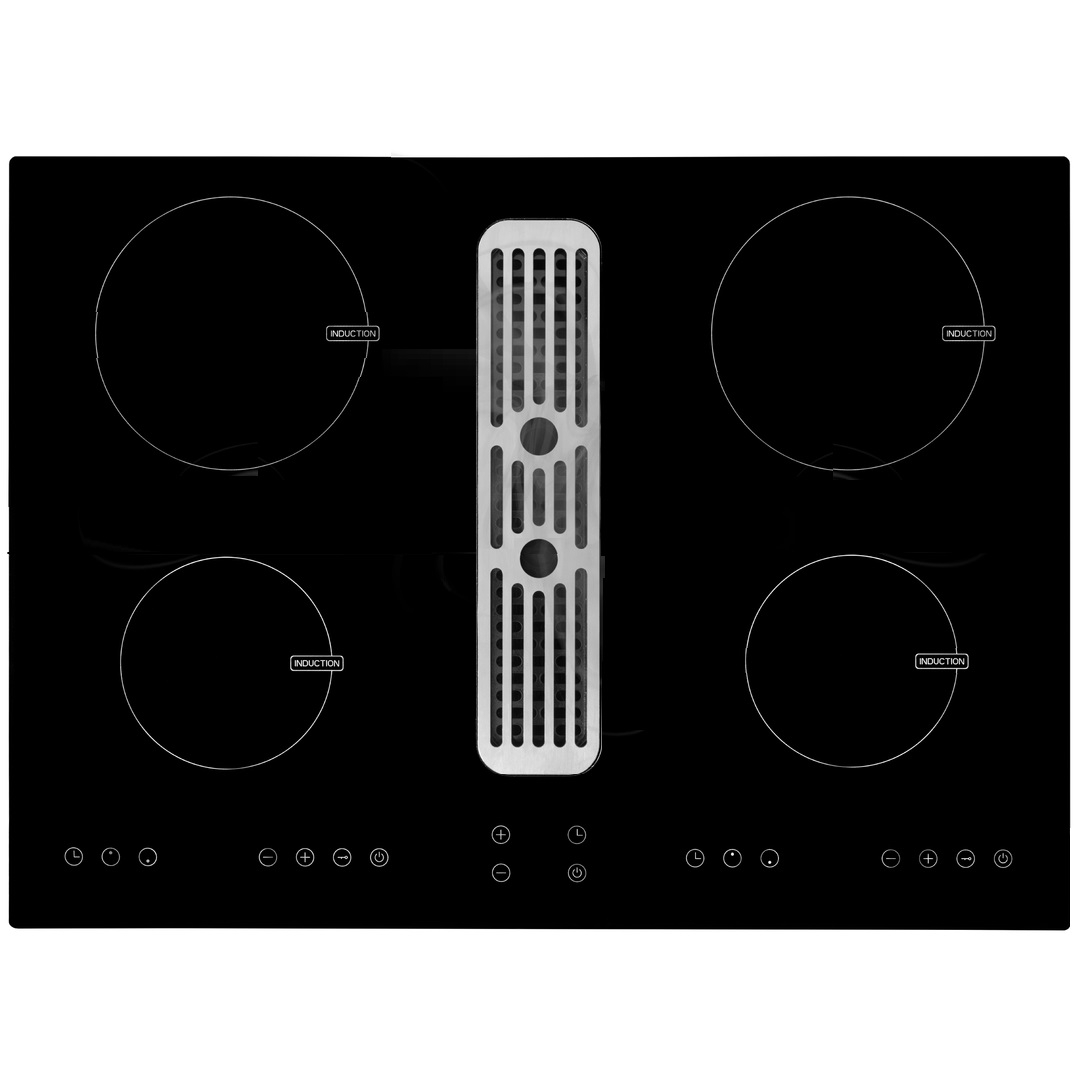 70cm Black Induction Hob With Downdraft Extractor Cookology