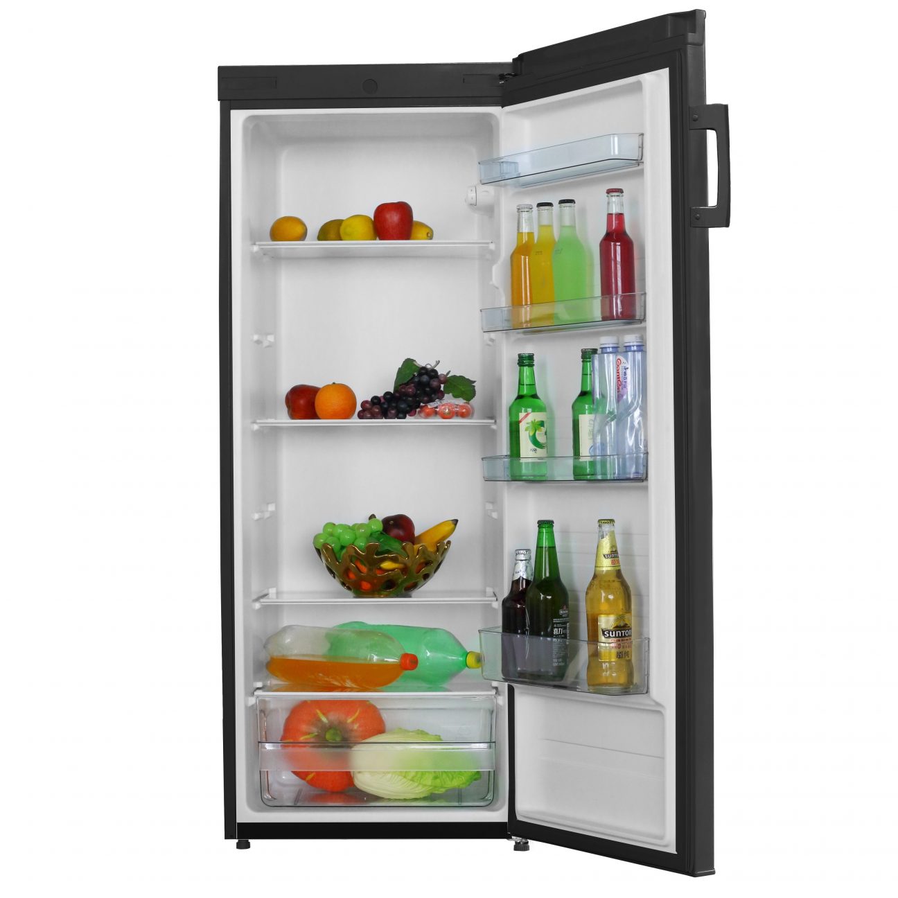 235L Tall Black Larder Fridge | Cookology