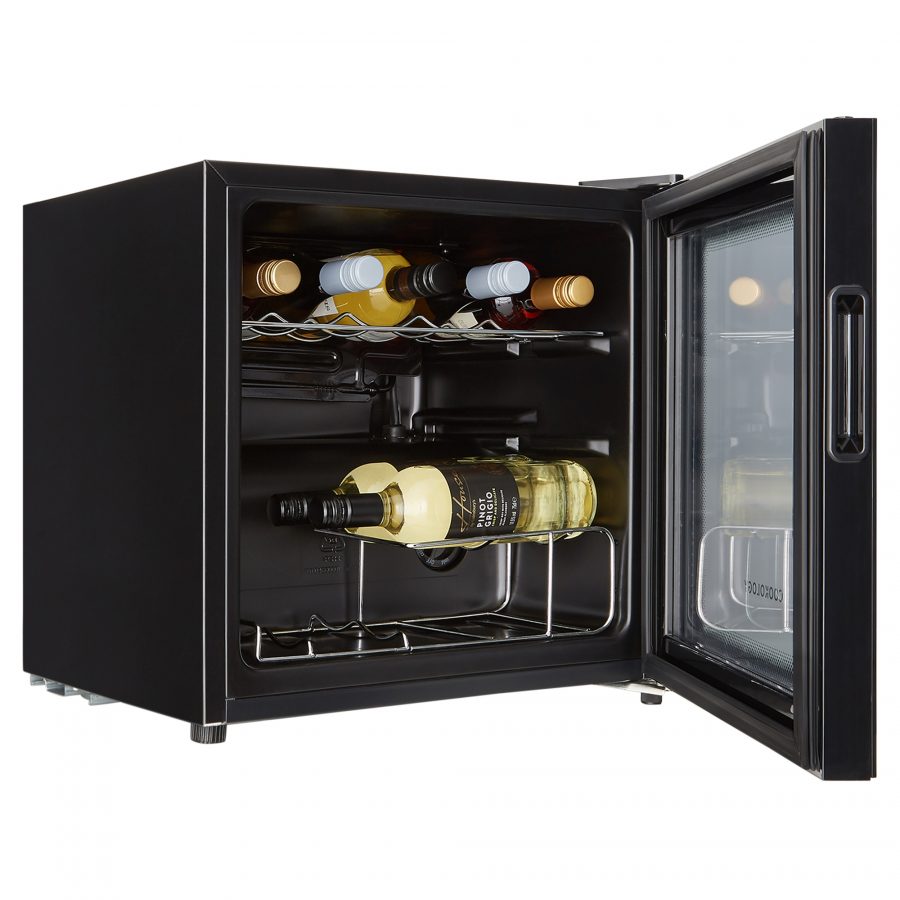 14 Bottle Capacity Table Top Mini Wine Cooler | Black | Cookology