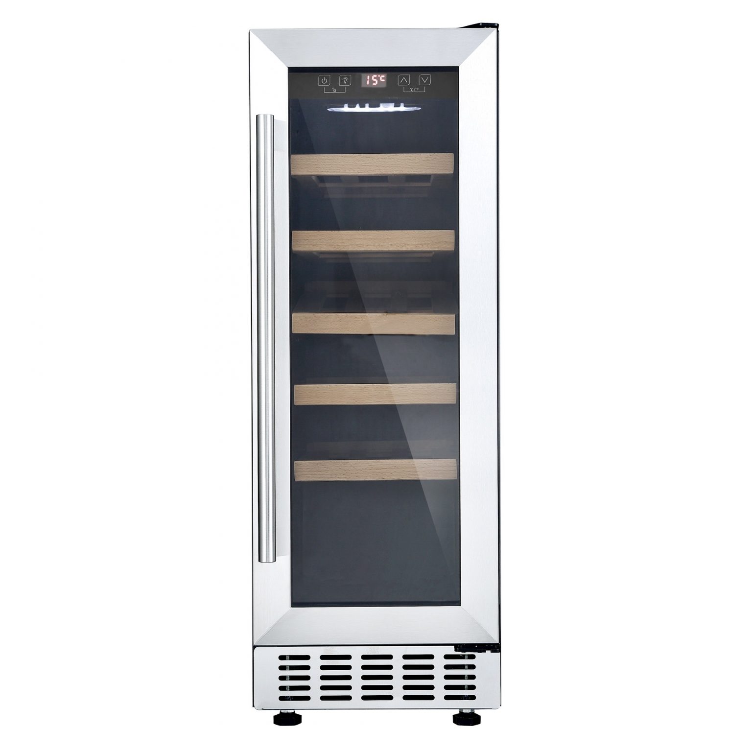 20 Bottle Capacity Stainless Steel Wine Cooler With Wood Shelves