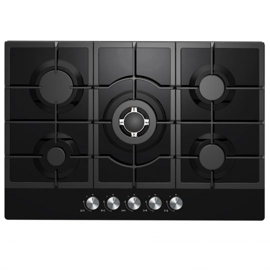 Cookology 70cm 5 Burner Gas On Glass Hob With Enamel Supports ...