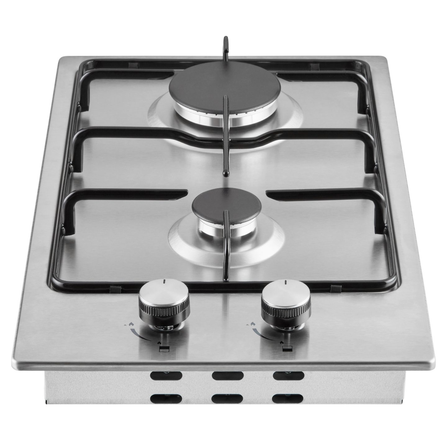 30cm Stainless Steel 2 Burner Gas Hob With Enamel Pan Supports | Cookology