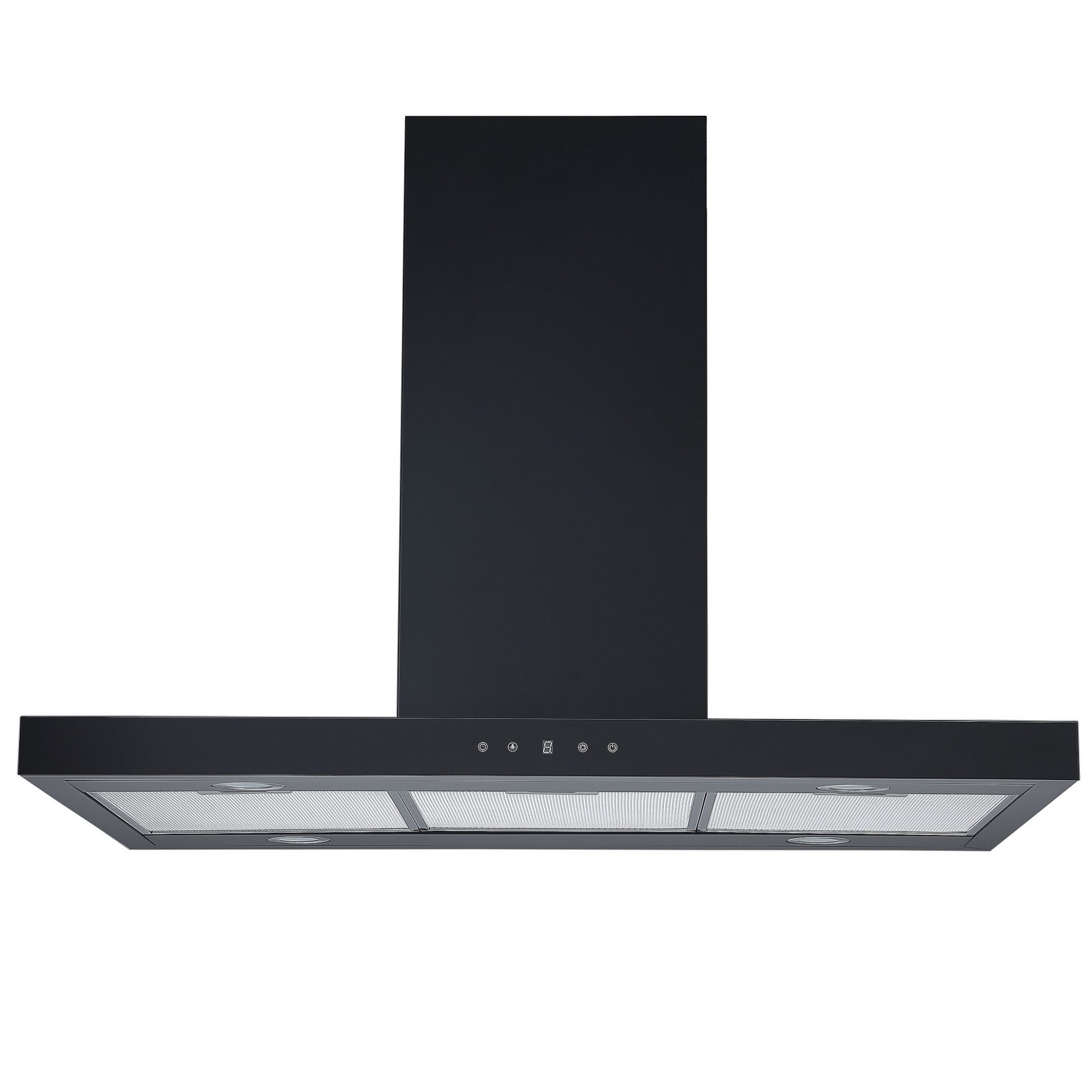 90cm Linear Island Cooker Hood Black Cookology