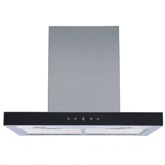 Cookology 70cm Curved Glass Chimney Cooker Hood - Black | Cookology