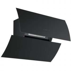 Touch Controls & Ducting Cookology VER605BK 60cm Black Angled Glass Cooker Hood 