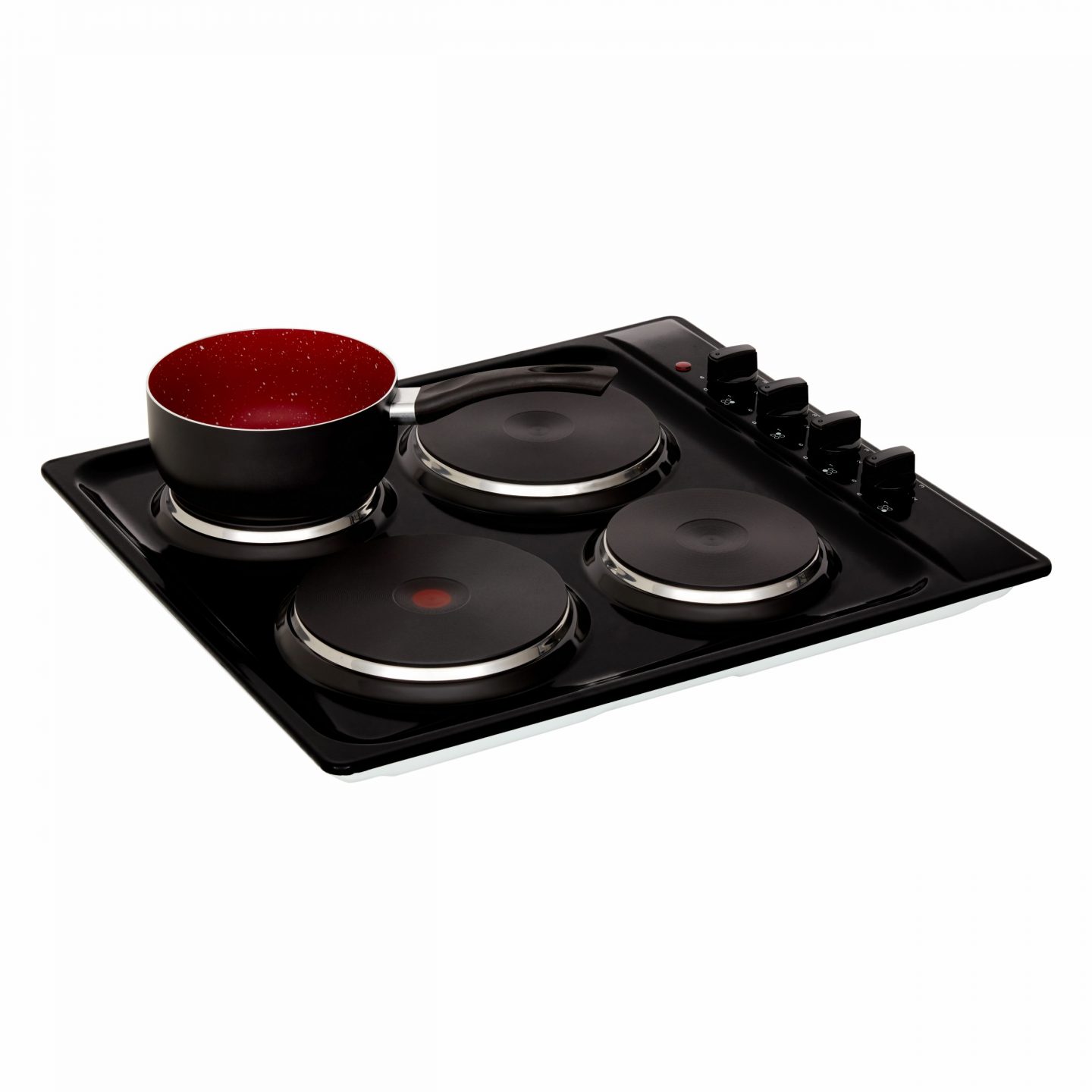 60cm Black 4 Zone Solid Plate Hob Cookology