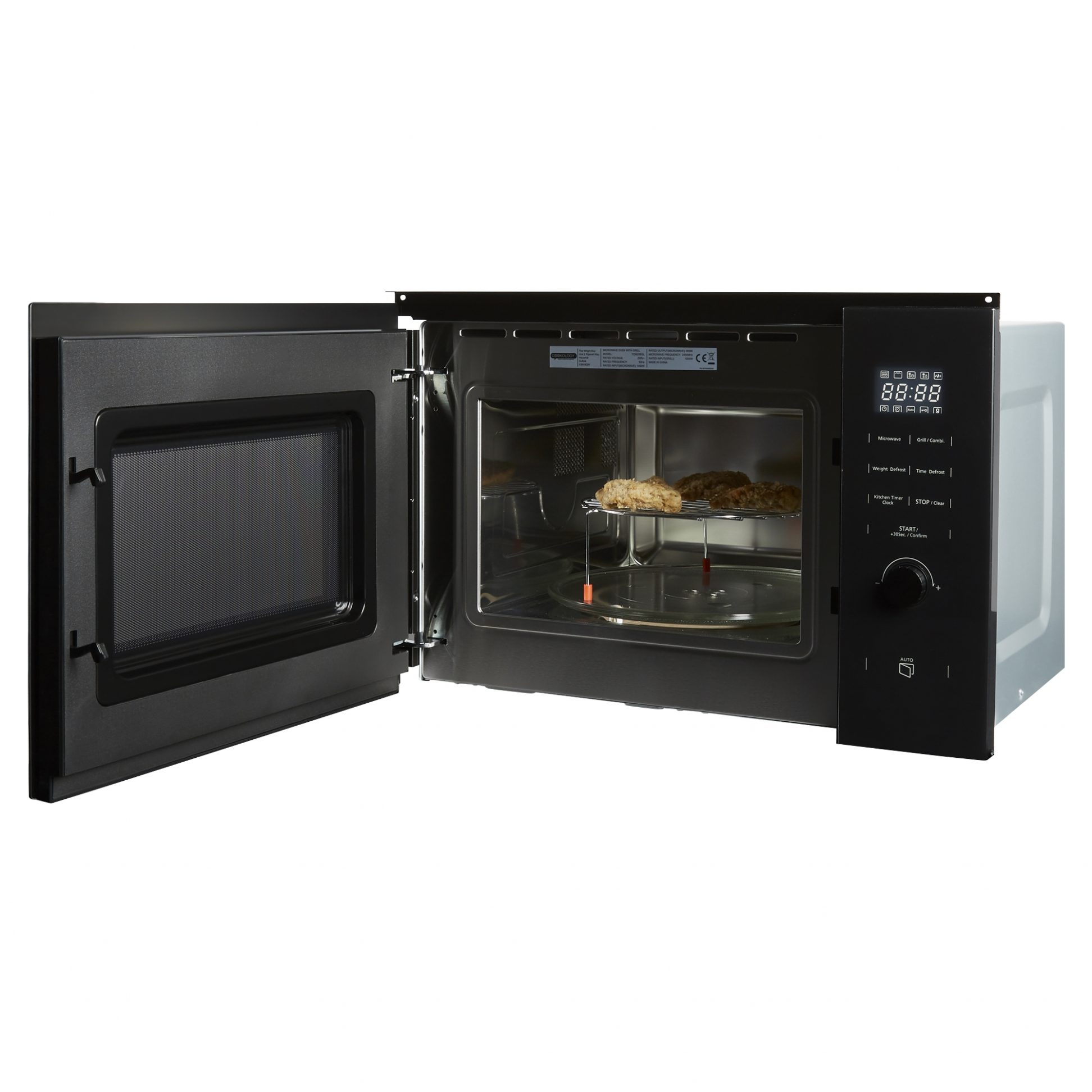 25L Black BuiltIn 900W Microwave With Grill Cookology