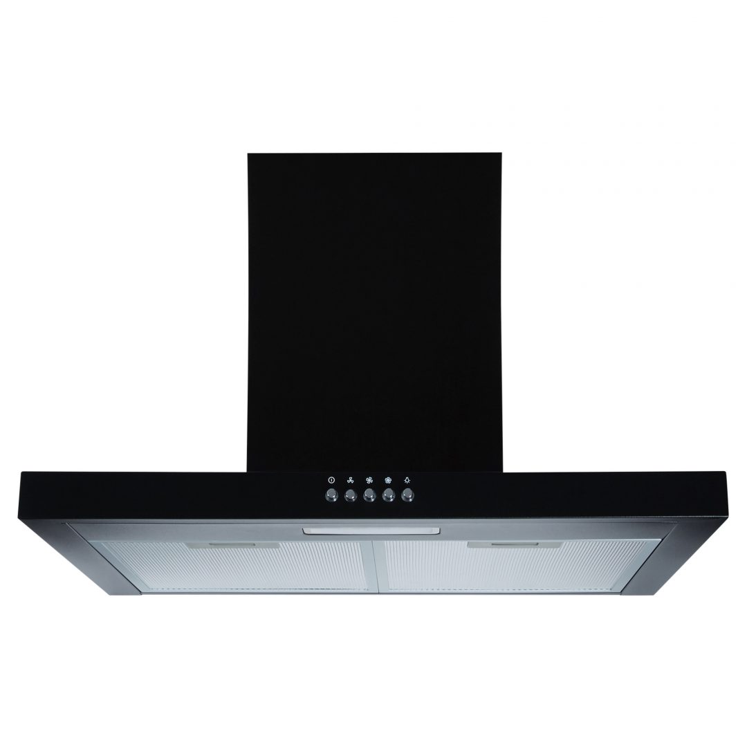 Cookology 70cm Curved Glass Chimney Cooker Hood - Black | Cookology