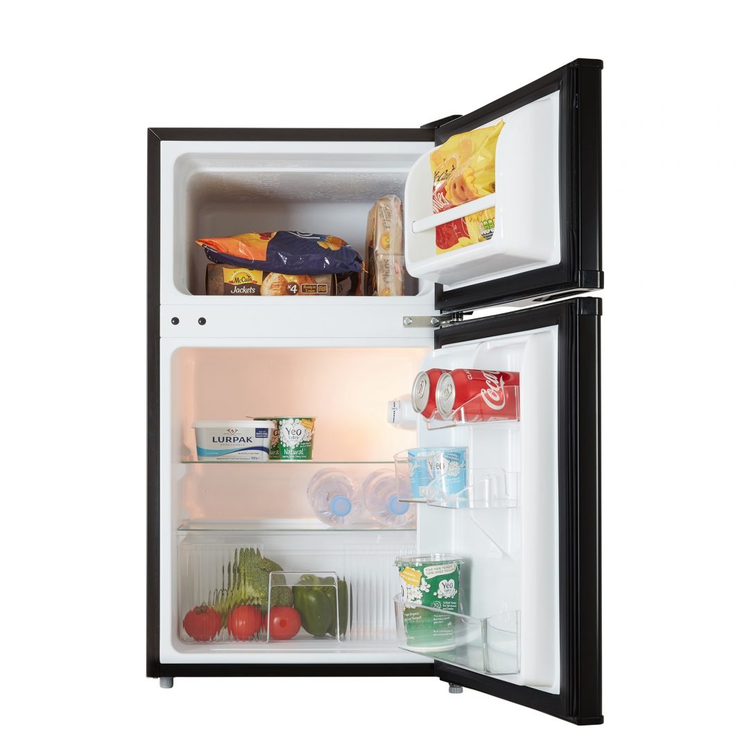 87L Black Freestanding Under Counter Fridge Freezer | Cookology