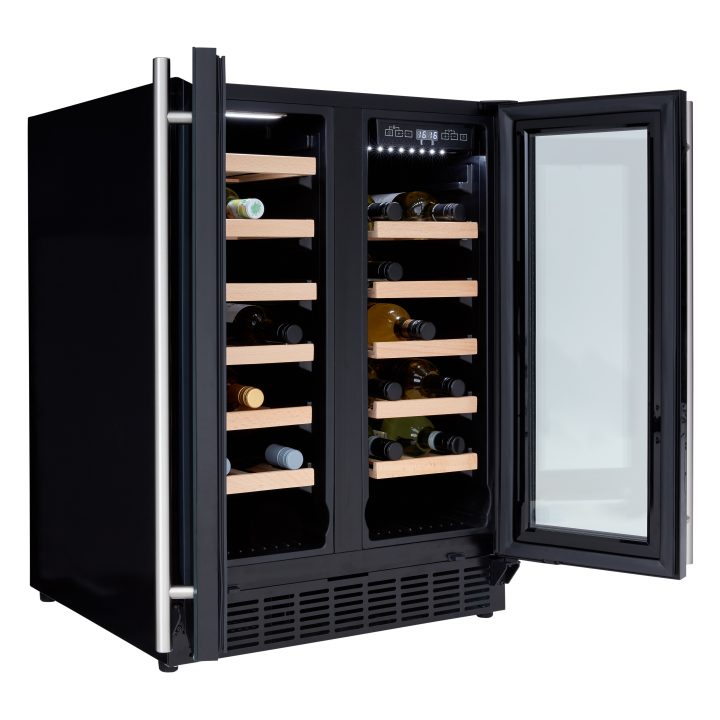 Black dual zone wine cooler