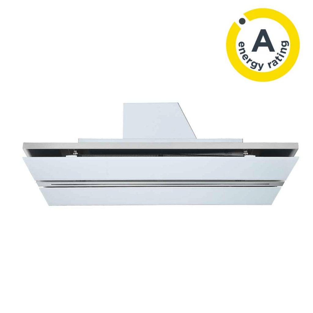 Cookology A Energy Rated Cm Ceiling Island Cooker Hood White Glass Cookology