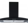 Cookology A Energy Rated - 100cm Smoked Curved Glass Chimney Hood - Black
