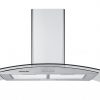 curved glass chimney hood