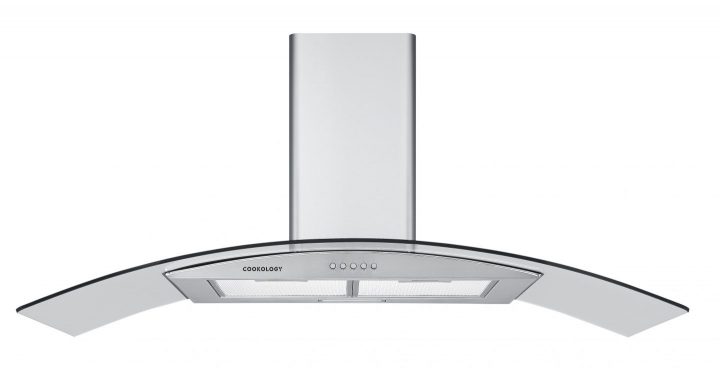 curved glass chimney hood