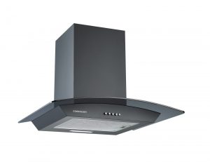 Cookology A Energy Rated - 60cm Curved Cooker Hood - Smoked Black Glass
