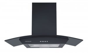 Cookology A Energy Rated - 70cm Curved Glass Chimney Cooker Hood - Black