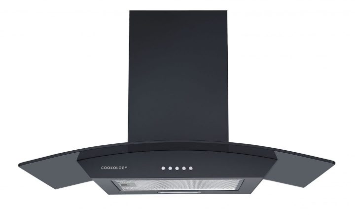 Cookology A Energy Rated - 70cm Curved Glass Chimney Cooker Hood - Black