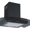 Cookology A Energy Rated - 70cm Curved Glass Chimney Cooker Hood - Black