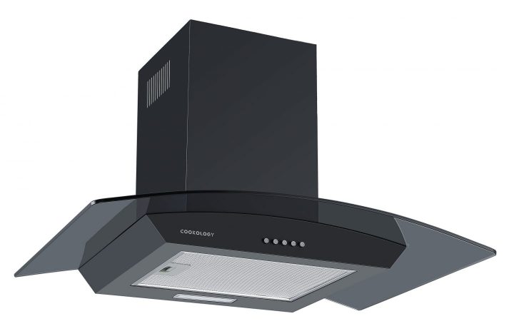 Cookology A Energy Rated - 70cm Curved Glass Chimney Cooker Hood - Black