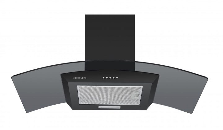 Cookology A Energy Rated - 90cm Curved Glass Chimney Cooker Hood - Black