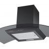 Cookology A Energy Rated - 90cm Curved Glass Chimney Cooker Hood - Black