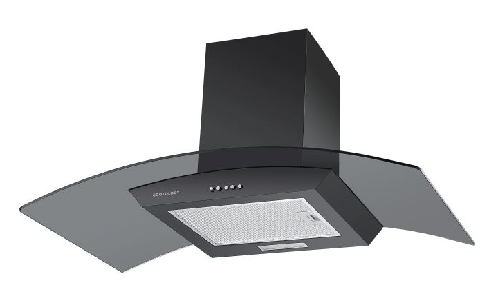 Cookology A Energy Rated - 90cm Curved Glass Chimney Cooker Hood - Black