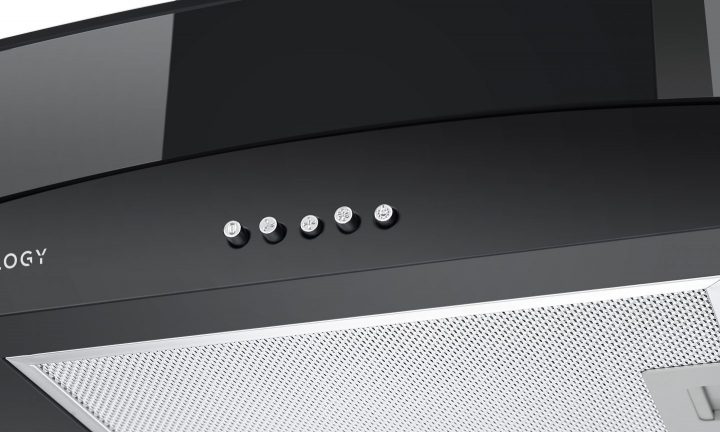Cookology A Energy Rated - 90cm Curved Glass Chimney Cooker Hood - Black