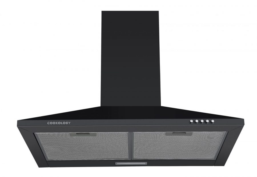 70cm Black Chimney Cooker Hood - Energy Rating A | Cookology