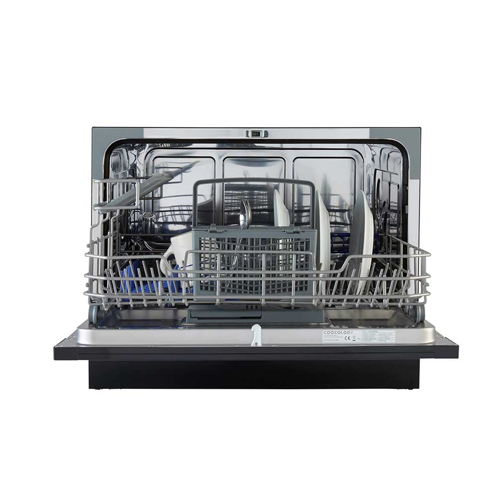 6 Place Table Top Dishwasher Black Cookology