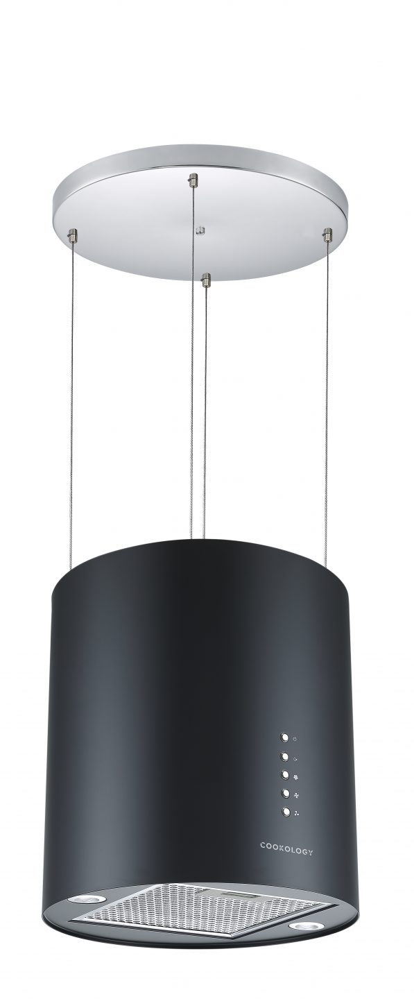 35cm Island Cooker Hood | Wire Hanging | Black | Cookology