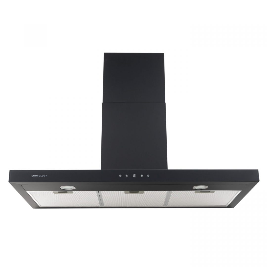 100cm Black Chimney Cooker Hood - Energy Rating A++ | Cookology