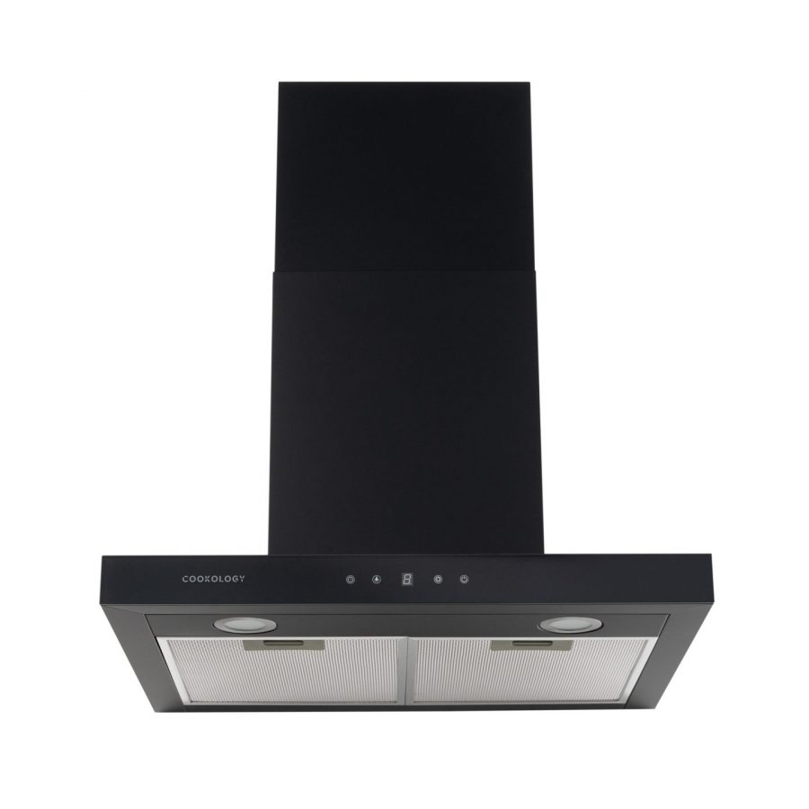 60cm Black Chimney Cooker Hood - Energy Rating A++ | Cookology