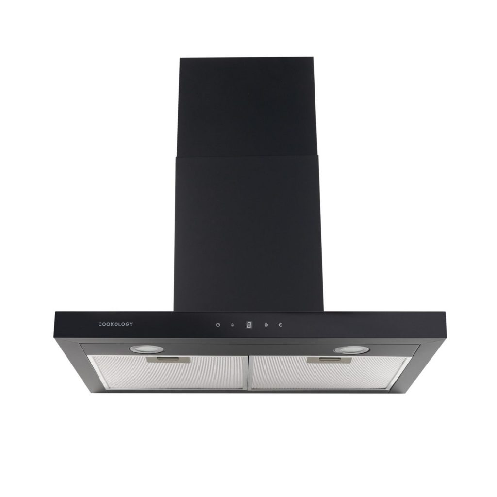 70cm Black Chimney Cooker Hood - Energy Rating A++ | Cookology