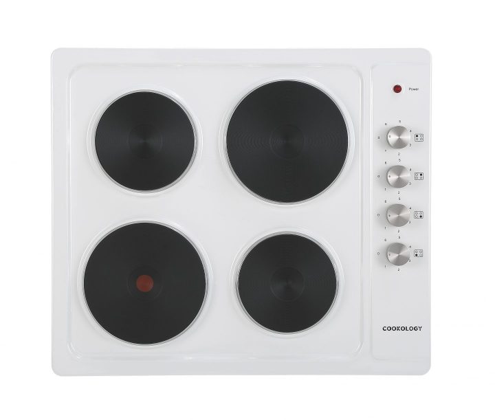 Cookology 60cm 4 Burner Solid Plate Hob - White
