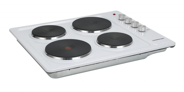 Cookology 60cm 4 Burner Solid Plate Hob - White