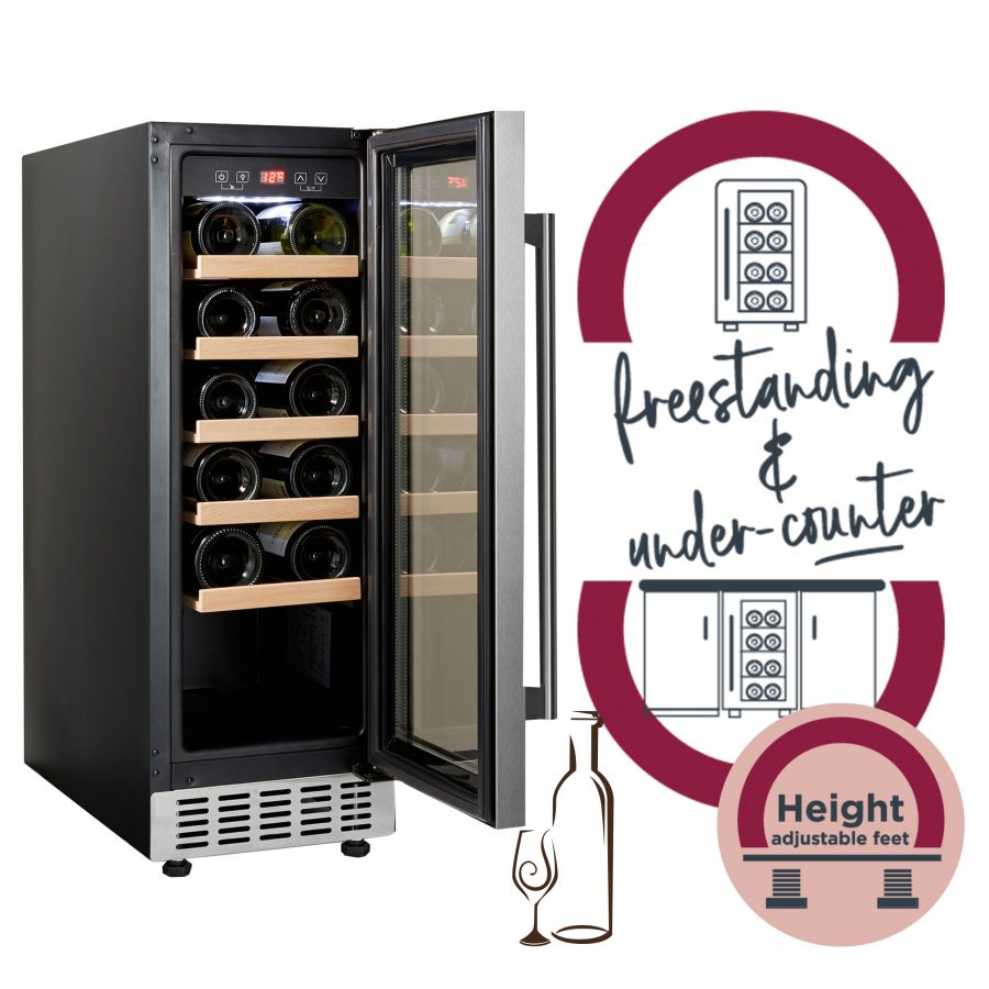 Cookology 30cm Wine Cooler 20 Bottle Capacity Stainless Steel