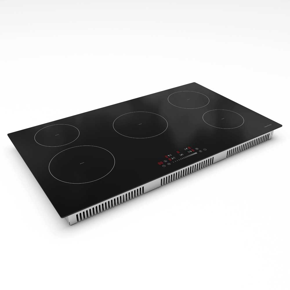 90cm Black 5 Zone Induction Hob With Touch Control | Cookology