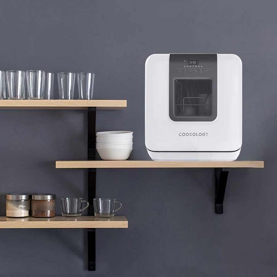 3 Place Setting White Mini Table Top Dishwasher With Window Cookology