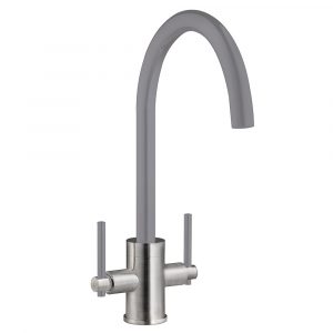 HS945-Brushed-Steel-Graphie-Grey Twin Lever Tap