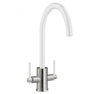 HS945-Brushed-Steel-White-Twin-Lever-tap