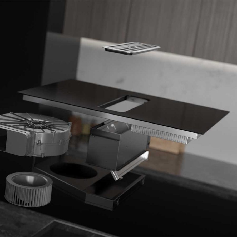 80cm Black Induction Hob With Downdraft Extractor Cookology