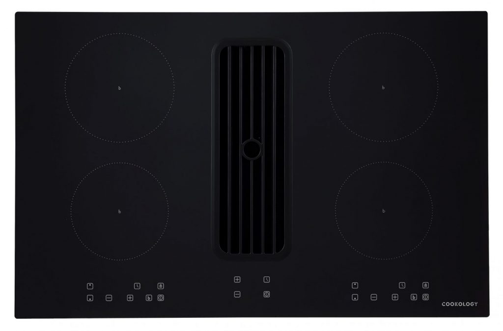 80cm Black Induction Hob With Downdraft Extractor Cookology
