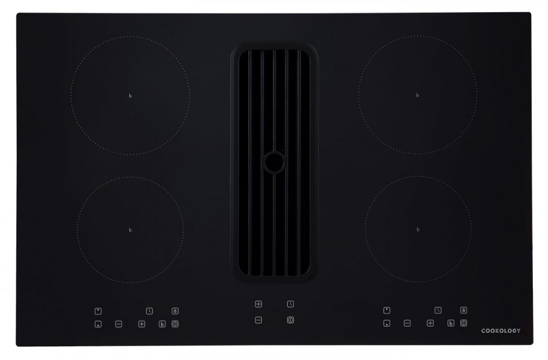80cm Black Induction Hob With Downdraft Extractor Cookology