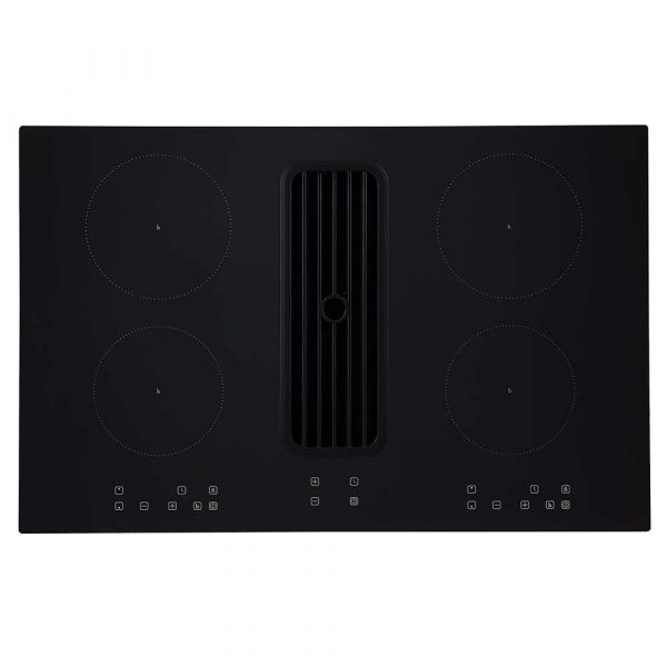80cm Black Induction Hob With Downdraft Extractor Cookology