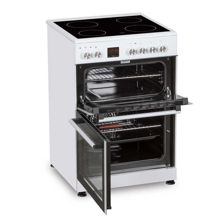 Cookology 60cm Double Oven Freestanding Cooker with Ceramic Top - White
