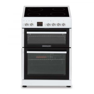 Cookology 60cm Double Oven Freestanding Cooker with Ceramic Top - White